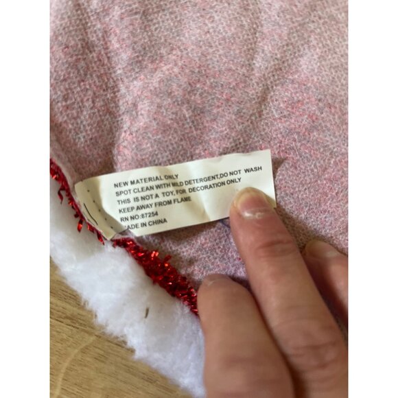 10 For $5 17" Christmas Skirt Metallic Red White Faux Fur Trim Holiday Decor - Picture 3 of 4
